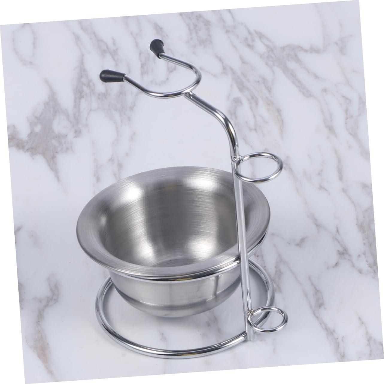 minkissy minkissy Men's Shaving Stand Bowl Brush Holder Safety Razor Brush Stand Silver Stylish