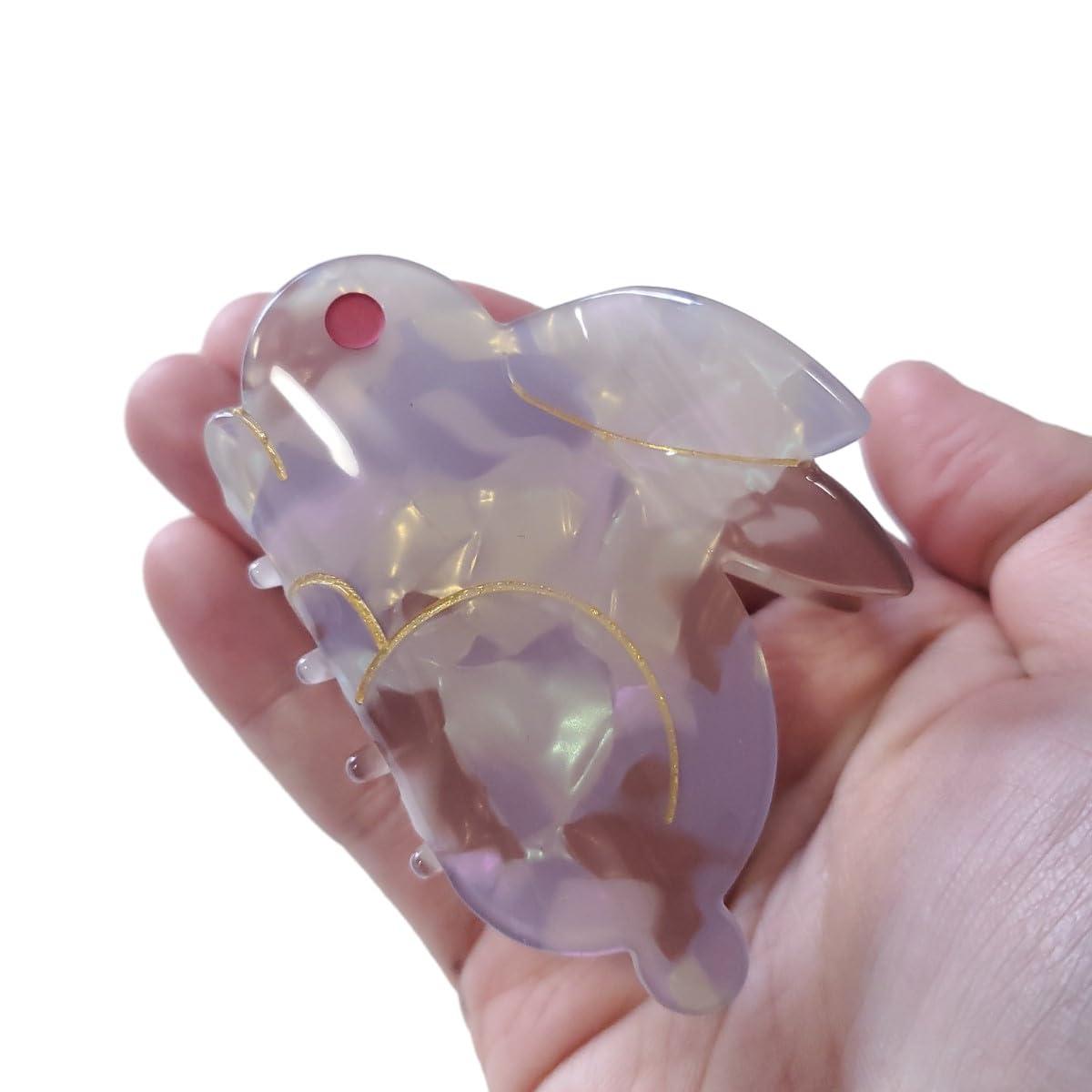 OMG Decor Cute Bunny Hair Clip,Acetate Hair Claw,Small Hair Clips for Women,Brown