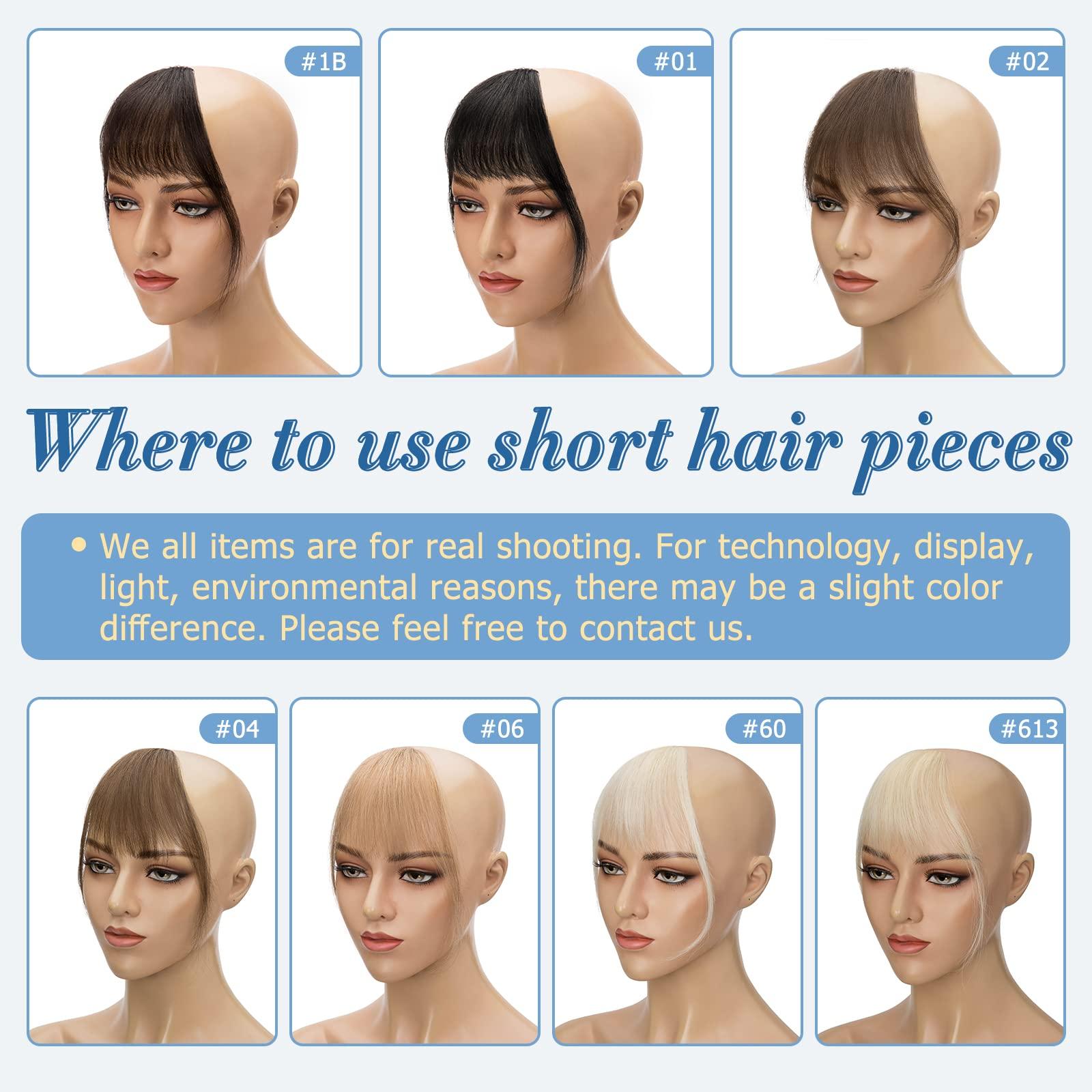 SLEEKALON SLEEKALON Clip in Bangs Human Hair Platinum Blonde Air Bangs Remy Hair Clip On Bang Hairpiece for Women Curved Bangs Hair Clip Fringe with Temples for Daily Wear(#60-Platinum Blonde)