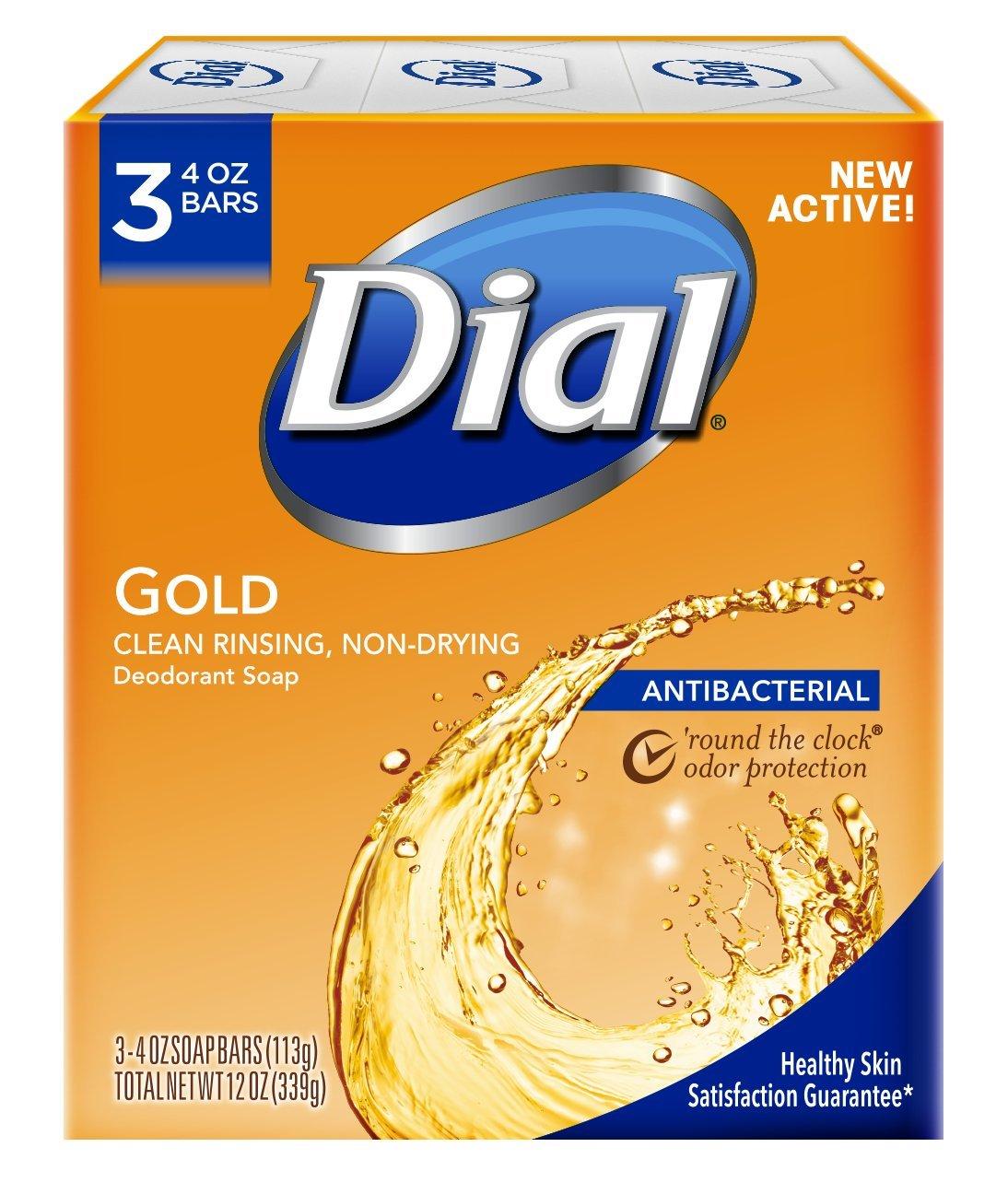 Dial Dial Antibacterial Deodorant Bar Soap, Advanced Clean, Gold, 4 oz, 3 Bars