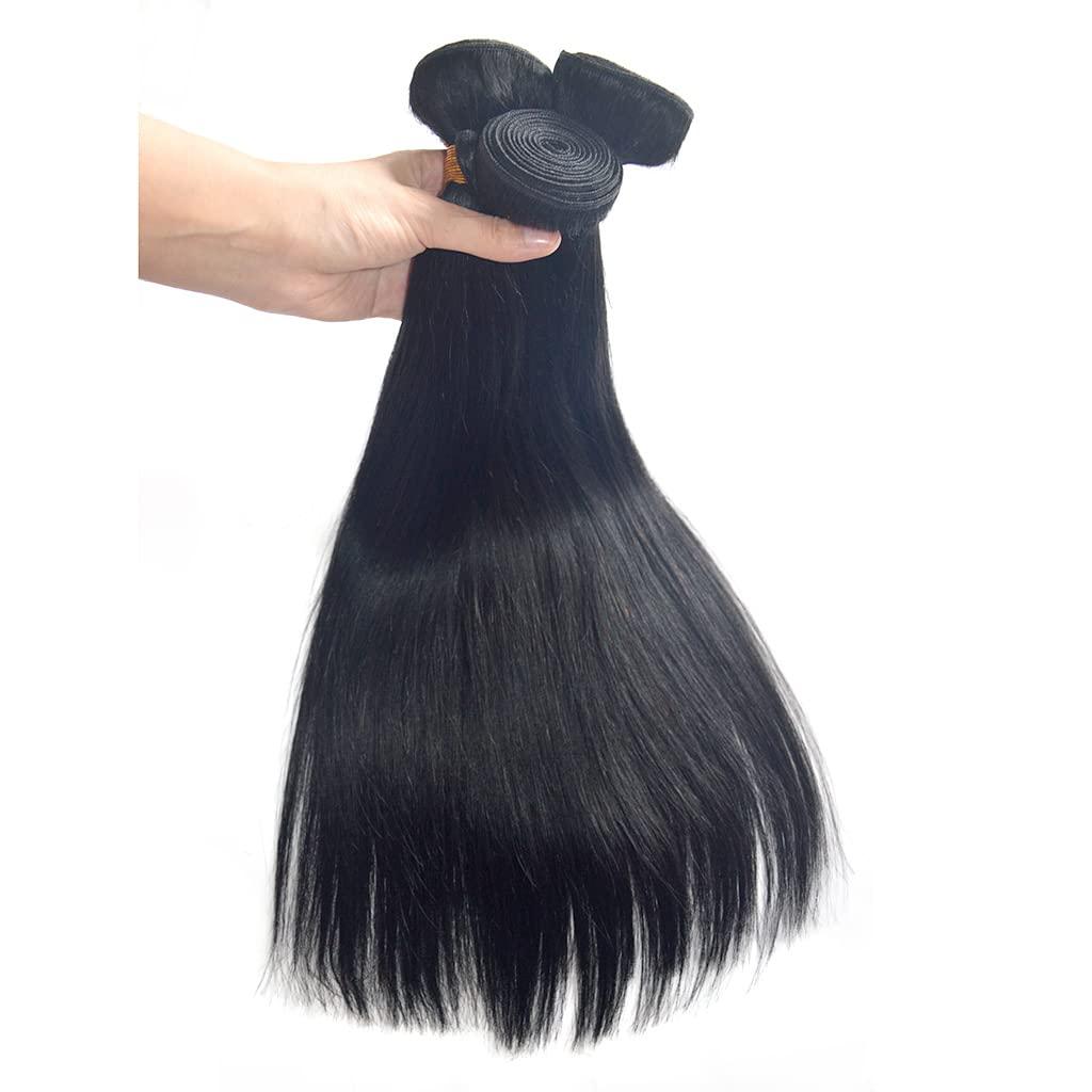 GREEMEO 3 Bundles of Straight Hair Weave in Jet Black (26 26 26 Inches)