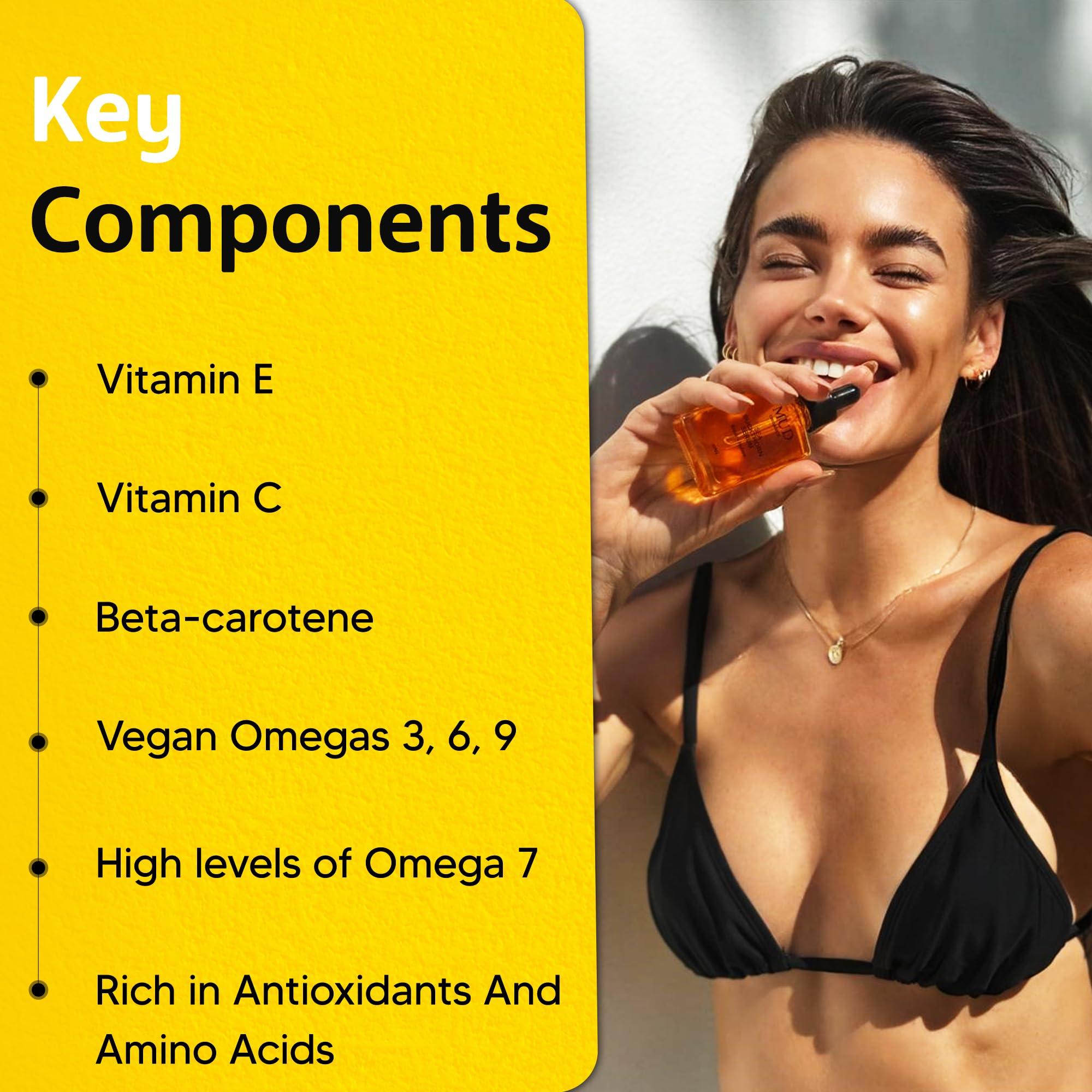 Mudganics Mudganics Sea Buckthorn Oil - Seabuckthorn Oil for Face Skin Care - Cold Pressed Sea Buckthorn Oil Organic-Rich in Omegas 3 6 7 9, Vitamin E, and Antioxidants - Natural Anti-Aging Formula - 1 fl oz