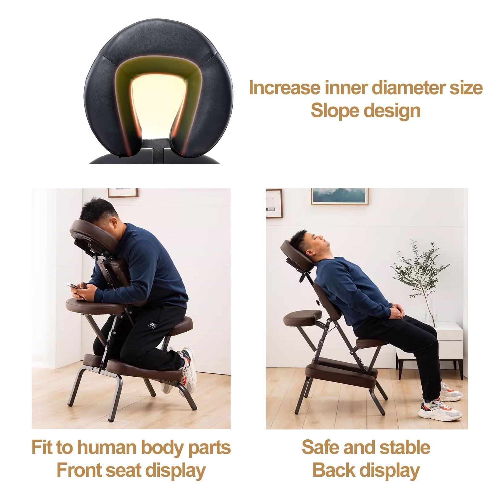 TRUNXUCL TRUNXUCL Portable Tattoo Chair, Folding Tattoo Armrest Stand, Adjustable Spa Salon Folding Massage Chair with Face Cradle for Beauty Massage, Tattoo(Brown)