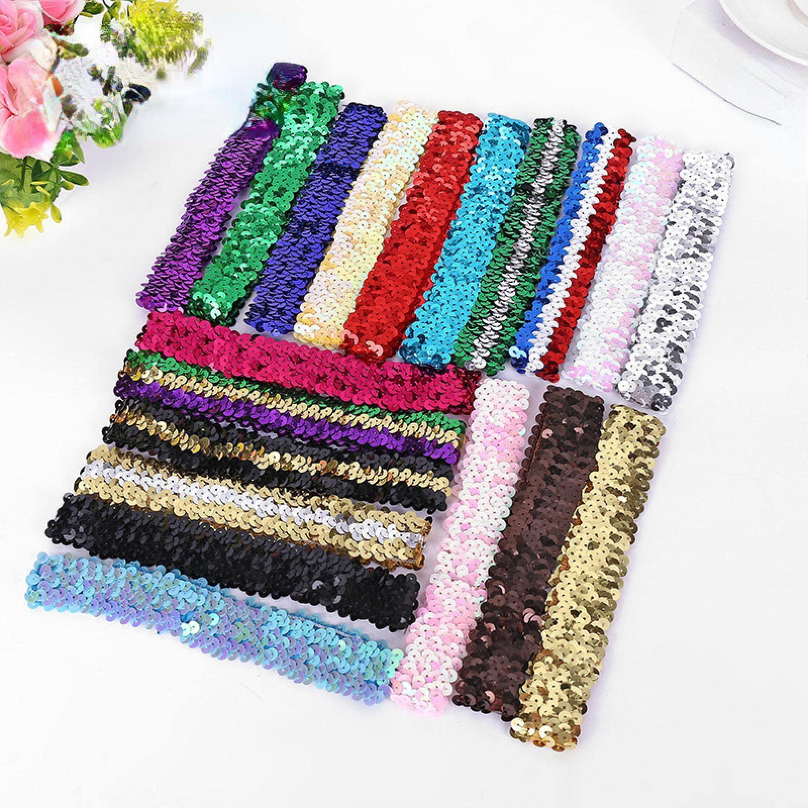 HFGN Hair Ornament Girl Stretch Sequin Headband Sequin Headband Glitter Headband Grabbing Hairstyle Sequin Headband Yellow