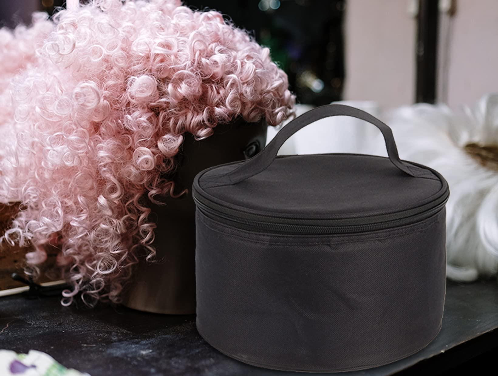 Goklmn Goklmn Wig Travel Case,Foldable Round Wig Box,Lightweight and Durable Travel Makeup Case for Men & Women