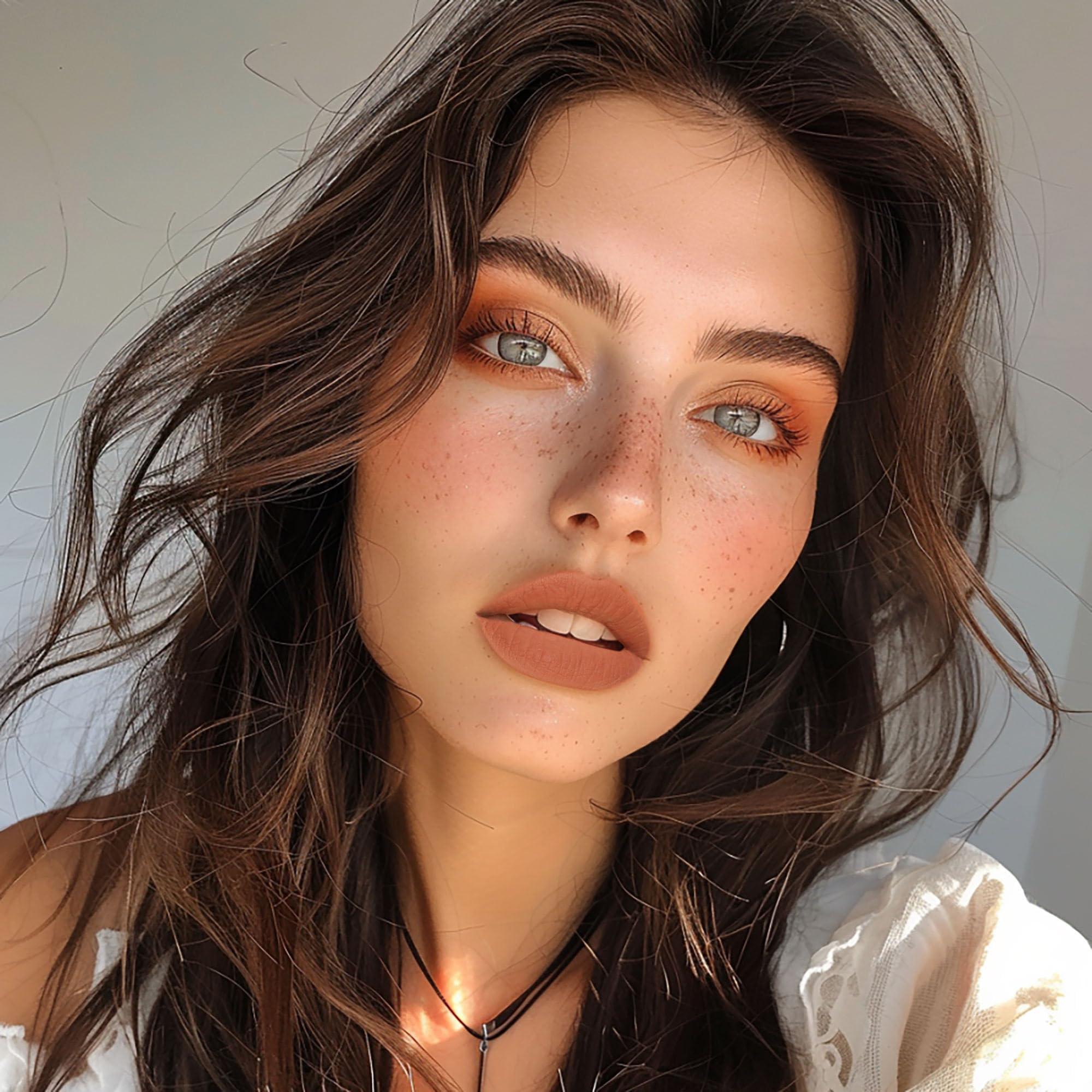 DE\'MUMU DE\'MUMU Peach Lipstick Matte for Women Superstay Nude Long Lasting Lipstick Smudgeproof Liquid Lipsticks Cruelty Free Lip Makeup (DM14 Peach Nude)