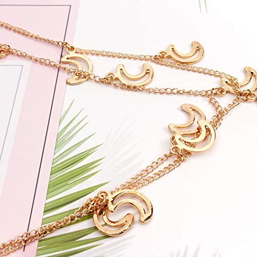 Fdesigner Fdesigner Boho Gold Moon Hair Chain Head Chain Layered Headpiece Festival Hair Accessories for Women and Girls