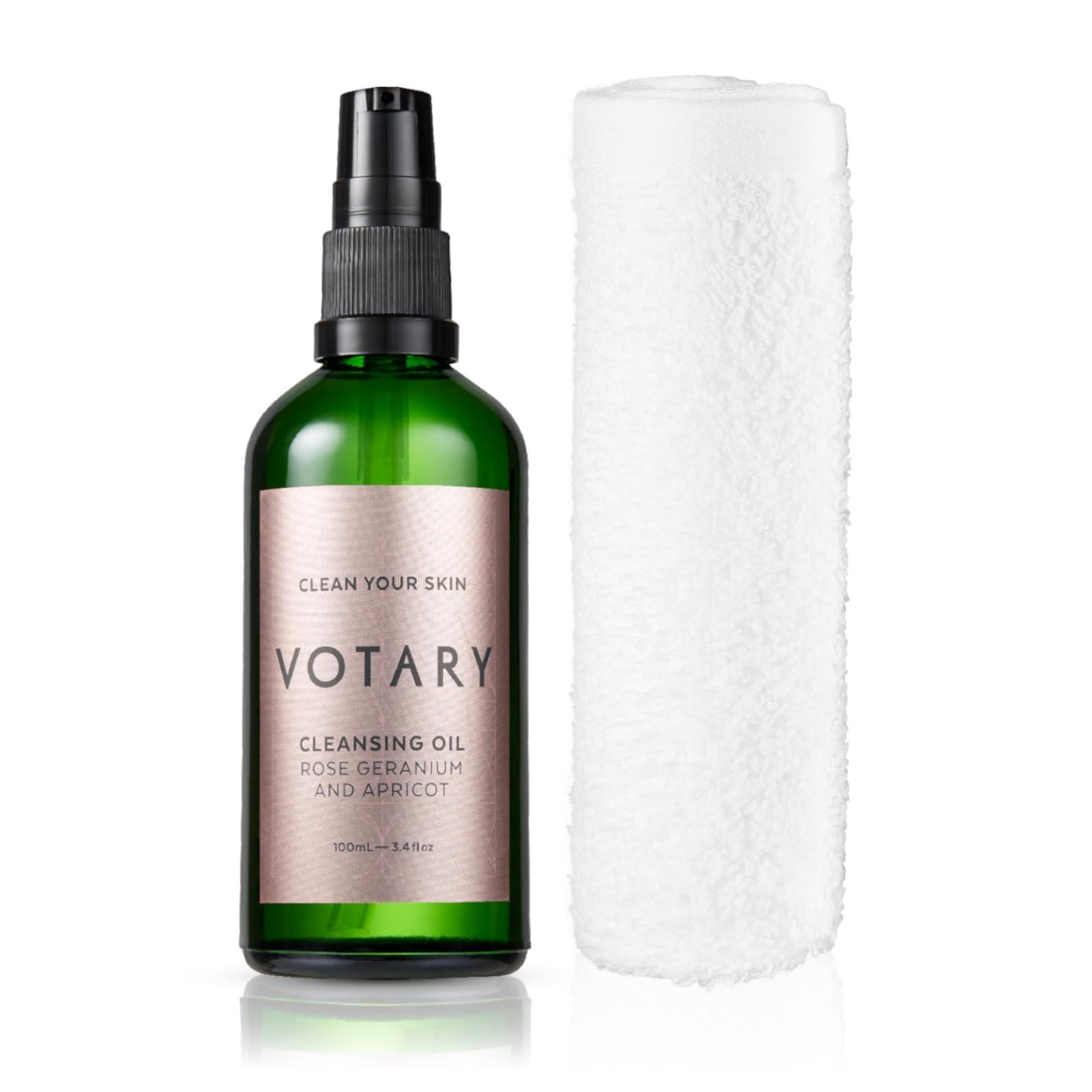 Votary Votary Cleansing Oil Rose Geranium & Apricot | Facial Cleanser Gentle Makeup Remover Cleanses without Clogging Pores With Deep Nourishing Apricot & Jojoba 3.4 Fl Oz
