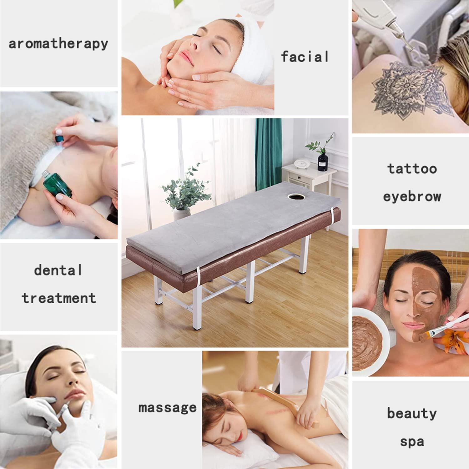 NinthAvenue Basics Lash Bed Mattress Topper with Round Head Massage Table Mattress Protector Without Bed Beauty Salon Bed Cover Quilted Spa Bed Mattress Beauty Bed Sheet Pad with Hole,Navy,80x190cm