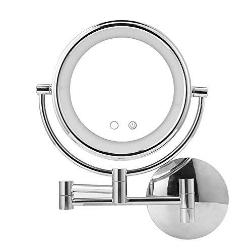 KMMK KMMK Special Mirror for Makeup,8 Inches Wall Mount Led Vanity Makeup Mirrors Double Sides 3X Magnifying Lights Dimming Hotel Bathroom Shaving Cosmetic Mirror Folding Arms Mirrors