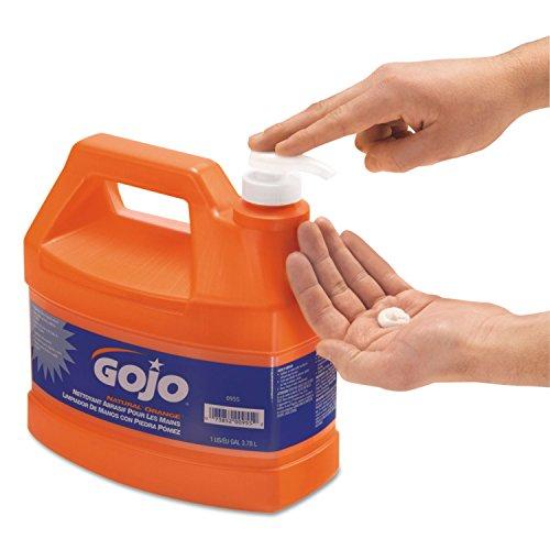 GOJO GOJO Industries Products - Hand Cleaner, Orange Pumice, w/Baby Oil, 1 Gal, 4/CT, Citrus - Sold as 1 CT - Heavy-duty hand cleaner offers quick-acting lotion formula with pumice scrubbing particles for cleaning a broad range of industrial soils, medium