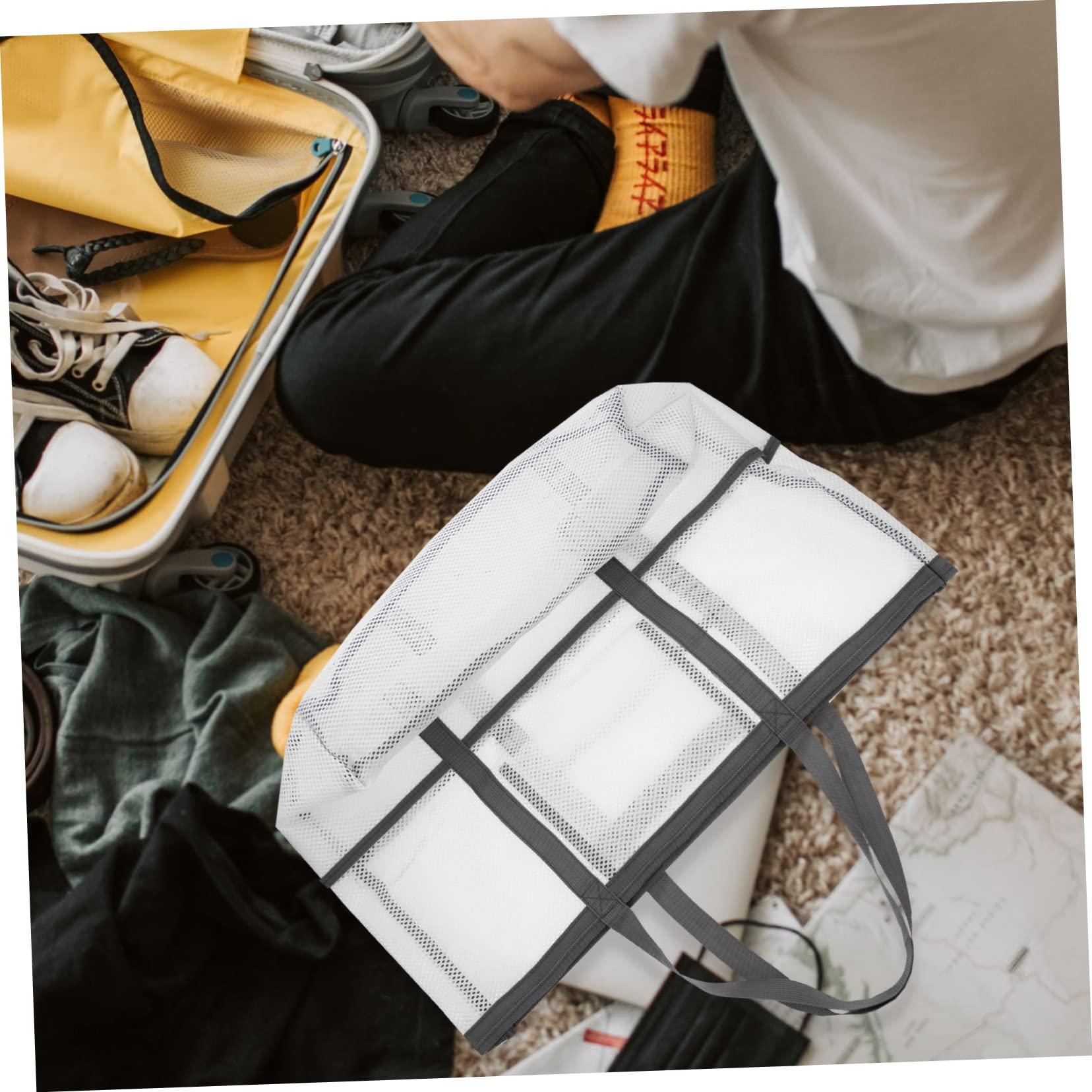 Angoily Angoily 2pcs Beach Bag Lightweight Beach Tote Summer Handbag Foldable Tote Bag Large Outdoor Clear Bags Straw Outside Summer Travel Cosmetic Bag Travel Shower Basket White Nylon