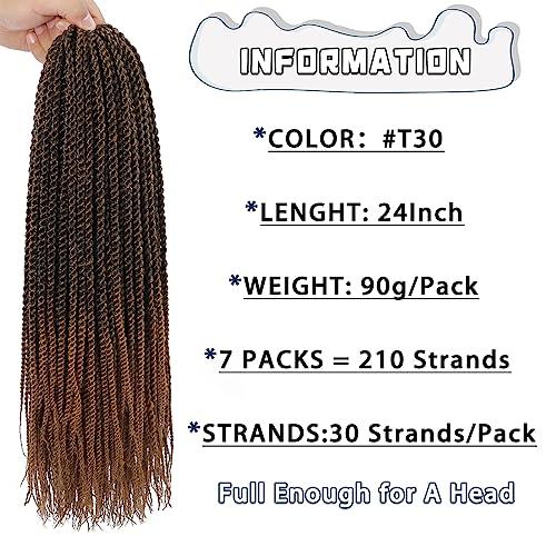 DDvation Crochet Braids Senegalese Twist Crochet Hair 7 Packs Pre Looped Micro Senegalese Twist Braiding Hair Ombre Crochet Braids for Women (24inch, T30)