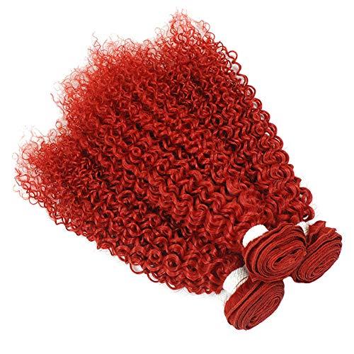 Tony beauty hair Tony Beauty Hair Red Kinky Curly Human Hair Bundles Birght Red Brazilian Virgin Hair Weaves Kinky Curly Red Color Human Hair Weft Extensions Pure Red 3 Bundles Lot Mixed Length (22 24 26)