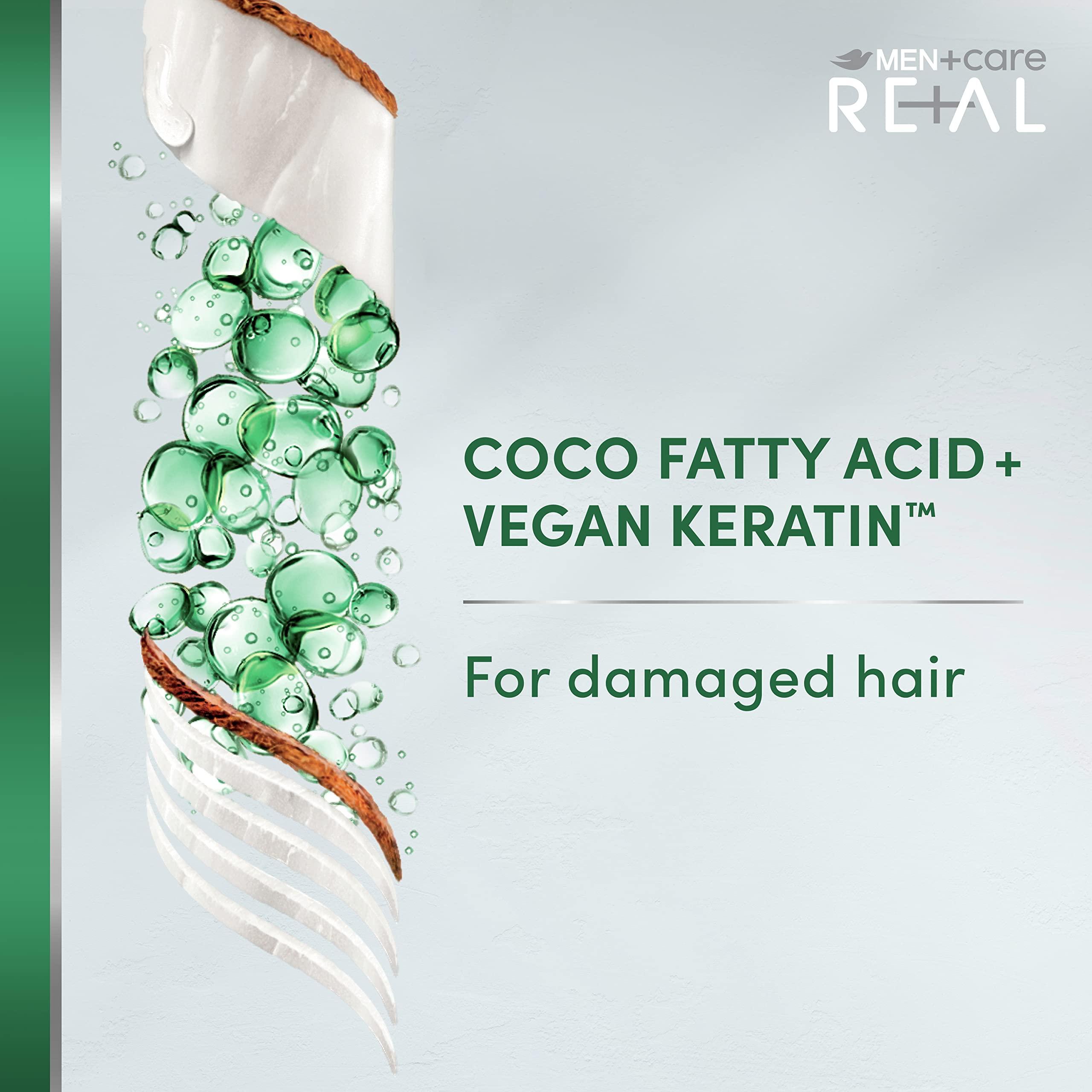 Dove DOVE MEN + CARE Real Bio-Mimetic Care Shampoo For Damaged Hair Reconstruct Sulfate-Free Shampoo With Coco Fatty Acid + Vegan Keratin 10oz