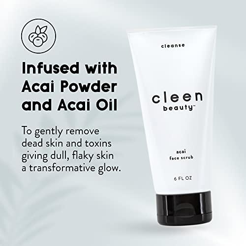 CLEEN BEAUTY Cleen Beauty Acai Face Scrub | Acai Face Exfoliator | Exfoliating Face Wash with Brazil Nut Oil & Avocado Oil | Facial Scrub - Paraben Free, SLS Free | Exfoliating Face Scrub | 6.0 Fl Oz