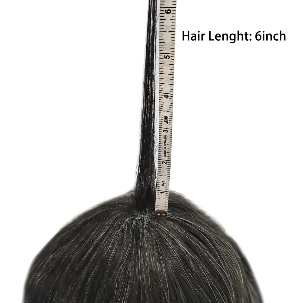 Hair Wonders Toupee For Men Real Human Hair Mens Toupee Hair Replacement System Swiss Lace Hair Piece For Men Hair System6x9\"-100% light to medium density#1B20 1B# OFF BLACK+20% GREY