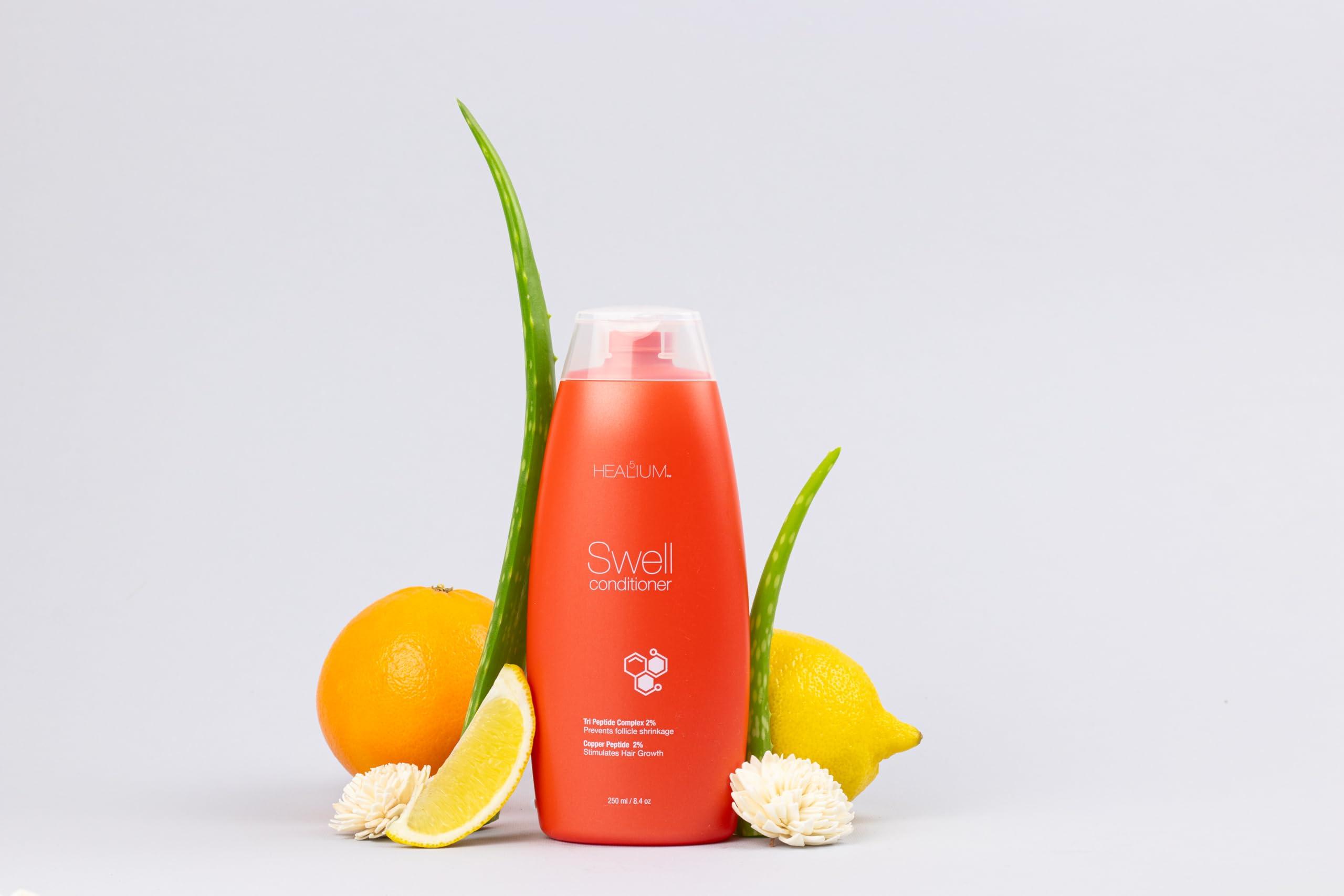 Healium 5 Swell Shampoo for Hair Growth & Less Shedding - Infused with Botanicals and Tri Peptide Complex + Copper for Strong and Thick Hair