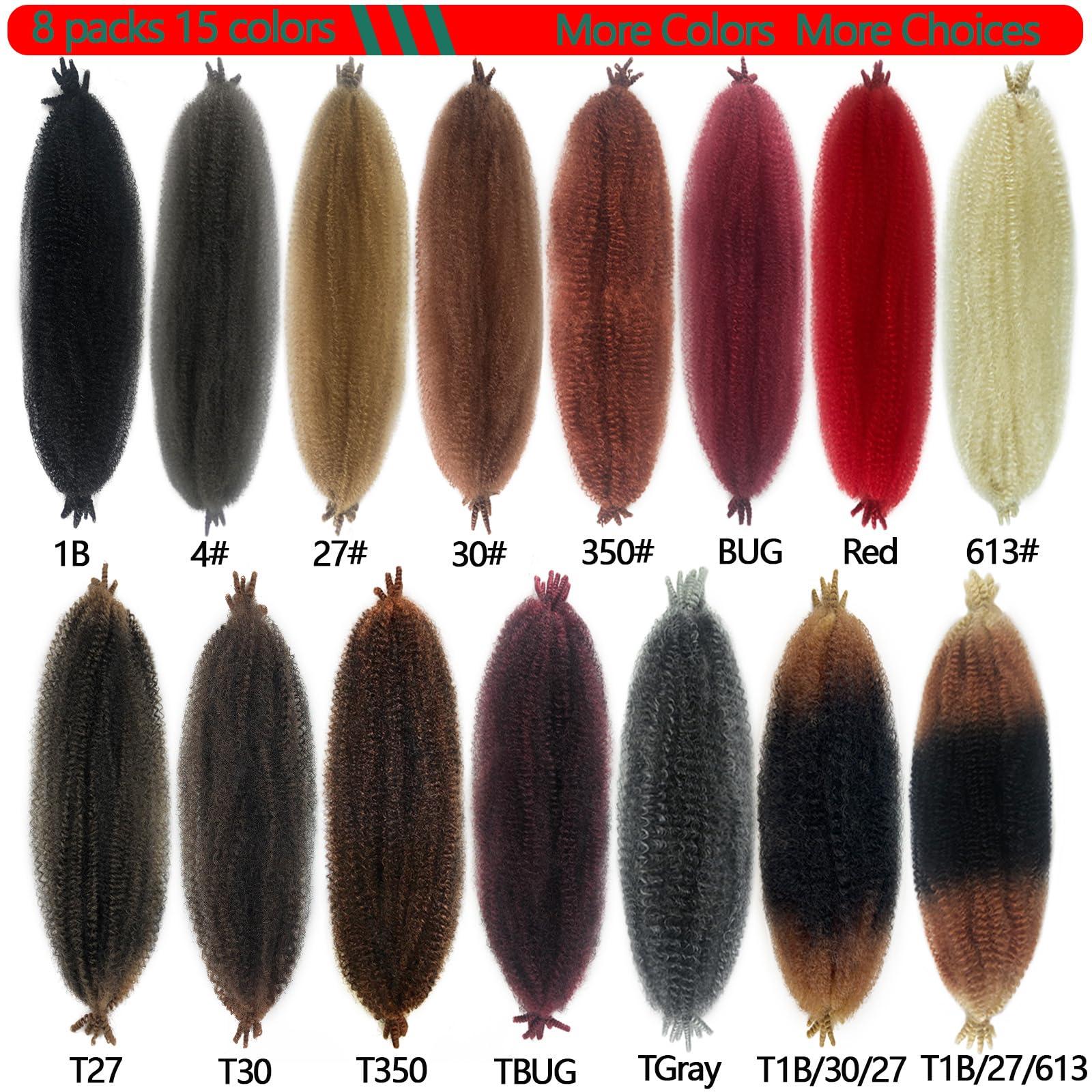 Kaidene T350 Kinky Twist Hair 24 Inch Springy Afro Twist Hair Synthetic twisting hair for Black Women Ombre Kinky Curly Braiding Hair for Faux Locs Pre Fluffed Spring Twist Hair for Butterfly Locs