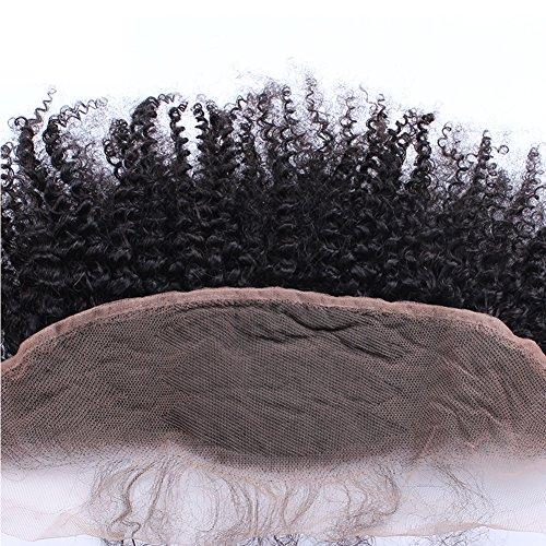 beauty youth Afro Kinky Curly 13X4 Lace Frontal Closure Ear To Ear Free Part Unprocessed Mongolian Human Hair Top Full Lace Frontal Closure Piece With Baby Hair Natural Color 8"inch