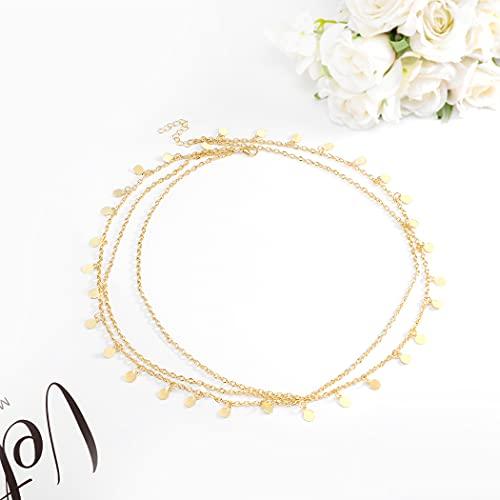 Brinie Brinie Boho Head Chain Gold Small Coins Hair Chain Wedding Head Jewelry Festival Halloween Costume Bridal Hair Chain Headpiece Hair Accessories for Women and Girls