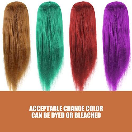 Cimenn Hair Practice Manikin Head, Makeup Mannequin Head Long Straight Hair Dresser & Practice Long Training Head Golden Synthetic Hair with 40% Real Hair Braiding Manikin Head Doll Cosmetology Head