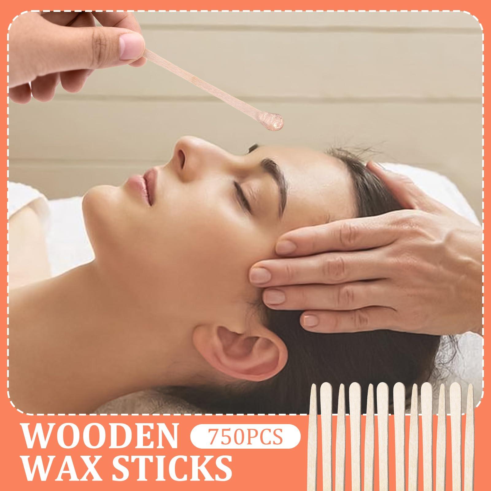 Aucpod 750Pcs Wooden Wax Sticks Eyebrow Lip Nose Waxing Sticks Small Wax Applicator Sticks Spatulas Applicator for Hair Removal and Smooth Skin Spa and Home Usage (750PCS)