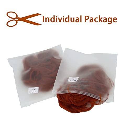 iLUU iLUU 2pcs/pack Orange Red Hair Bun Extensions Wavy Curly Messy Synthetic Chignon Hairpiece Easy Bun Hair Pieces for Women Hair Updos for Women Girl - #119B Orange Red Copper Red