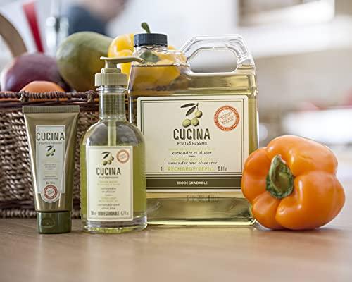 Fruits and Passion Fruits & Passion [Cucina] Coriander & Olive Tree Hand Soap (6.76 fl oz) - Luxury Scented Kitchen Liquid Hand Soap, Vegan, Natural Moisturizing Hand Wash in Premium Glass Hand Soap Dispenser