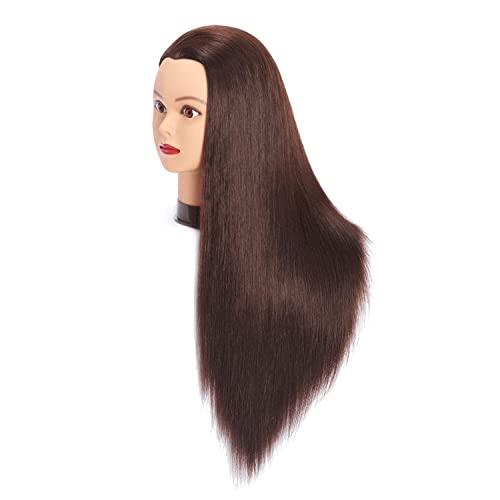 HEADFIX Headfix 26"-28" Long Hair Mannequin Head Stnthetic Fiber Hair Hairdresser Practice Styling Training Head Cosmetology Manikin Doll Head with Clamp (6F1919LB0420)