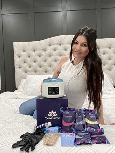 Bella Verde Bella Verde Wax Warmer Home Waxing Kit - Wax Kit for Hair Removal Wax Pot Professional with LED Display and 8 Bags Painless Hard Wax Beans, 20 Wax Sticks for Face, Legs, Arms, Bikini