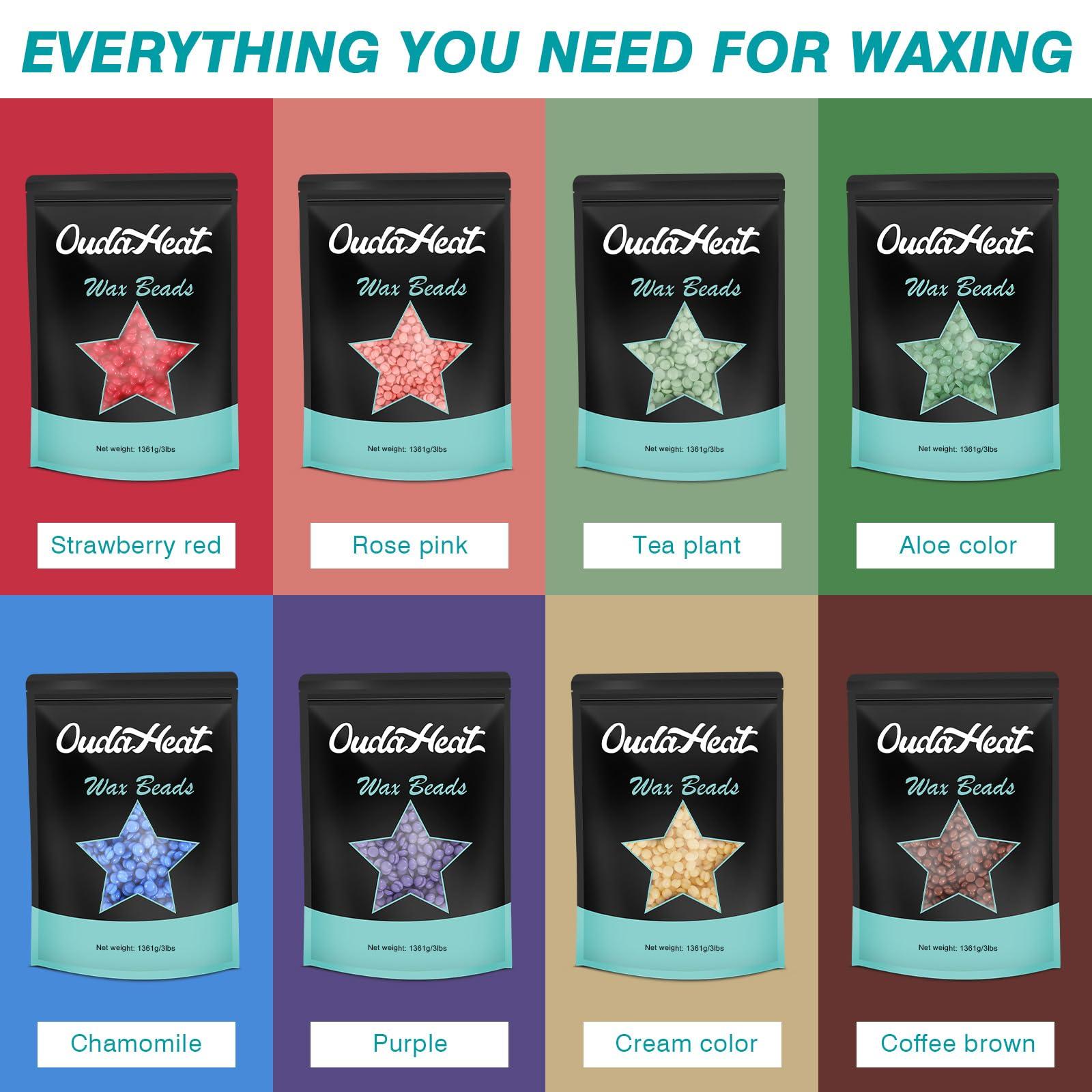 OudaHeat 2.4 lb Hard Wax Beads, All-purpose Wax Beans with Silicone Wax Pot for Sensitive Skin, Brazilian Coarse Waxing for Bikini, Face, Eyebrow, Back, Chest, Legs, Armpit, Women Ment, Cream