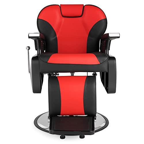 HopeHope Barber Chairs for Barbershop Barber Chairs Reclining Barber Chair Salon Chair for Salon Equipment Tattoo Chair Black,Beauty Chair Artist,Salon Chair Red and Black (110 x 72 x 95-110.5) cm (L x W x H)