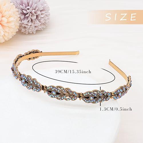 Oriamour Oriamour Flower Design Rhinestone Crystal Wedding Headband Bridal Headpieces Simple Design Bridal Headband (Bronze Purple AB)