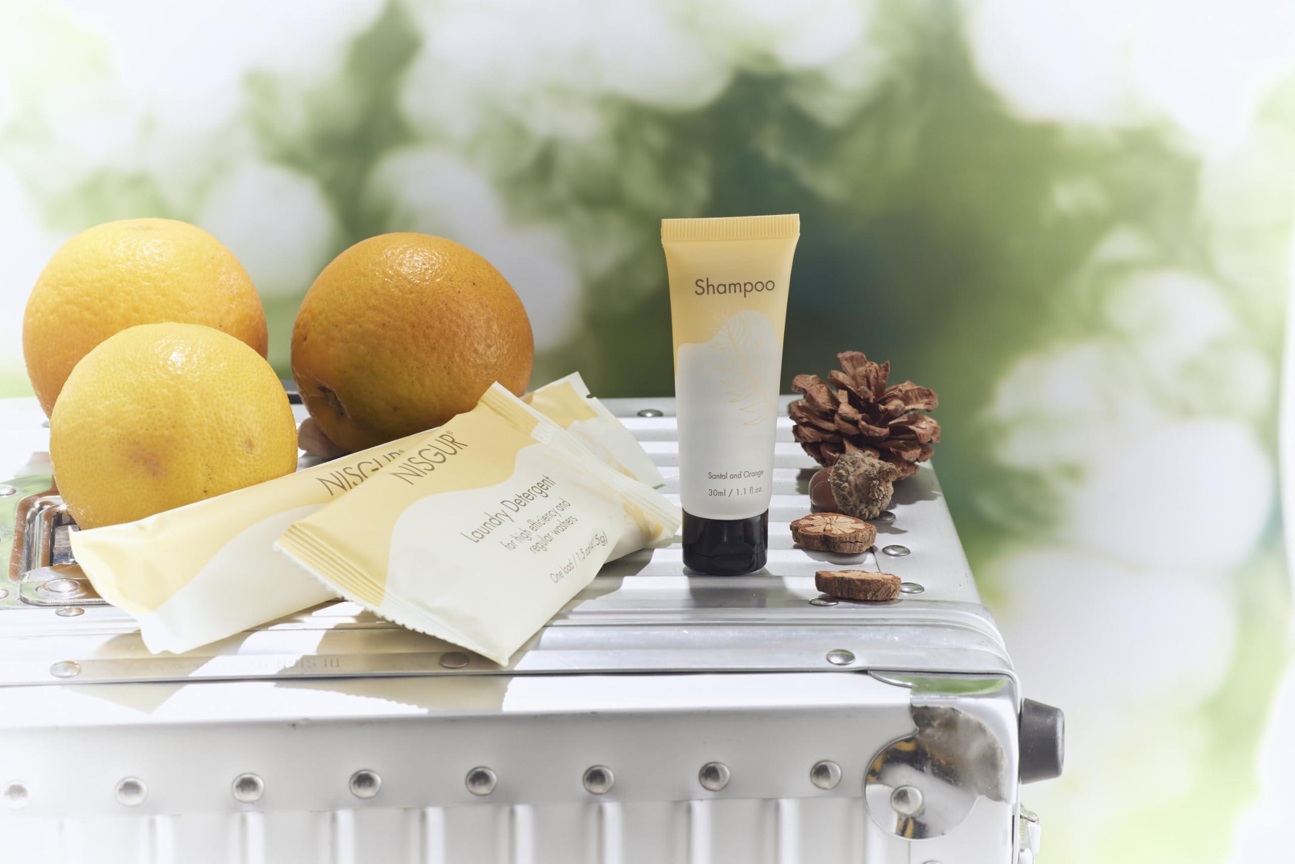 NISGUR 100 Pack Bulk Shampoo and Conditioner 2 in 1 Travel Size Toiletries 1 Oz Each Individually Wrapped Hotel Supplies and Toiletries for Guest