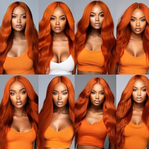 Fridnae #350 Straight Ginger Bundles Human Hair Orange Bundles 24 26 28 Inch Soft and Healthy Human Hair 3 Bundles for Black Women Extension