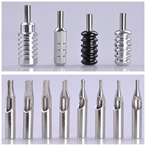 ZeHuoGe Complete Tattoo Kits with 4 Machine Guns, 2 Practice Skins, a Power Supply with LCD Display, 4 Tattoo Grips & a Portable Carrying Case for Tattoo Artists, Starters, Apprentice or Any Tattoo Lovers