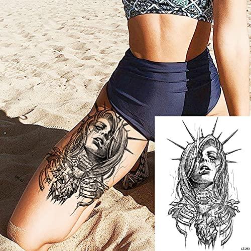TTHUONG THATHU Africa Serengeti Lion Temporary Tattoo Black Indian Warrior Waterproof Flash Tattoo Sticker Tribal Mighty Tiger Tatoo Men Women