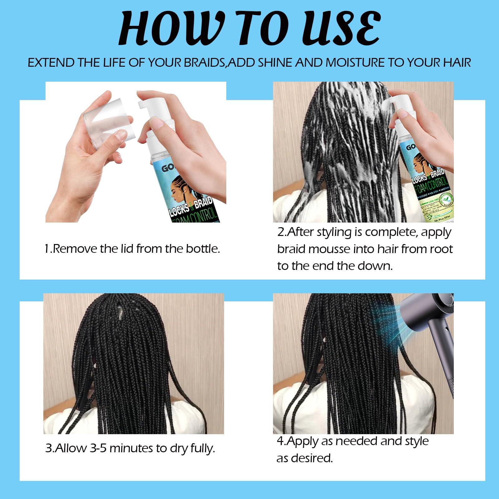 Goiple 8 fl oz Braid Foam Control Mousse Braiding Mousse for Braids Twist, Locs, No Flake Extra Hold High Shine Style & Moisturizes, Hair Mousse for Braids Nourishes, Lightweight, Smooth, No Greasy Tea Tree