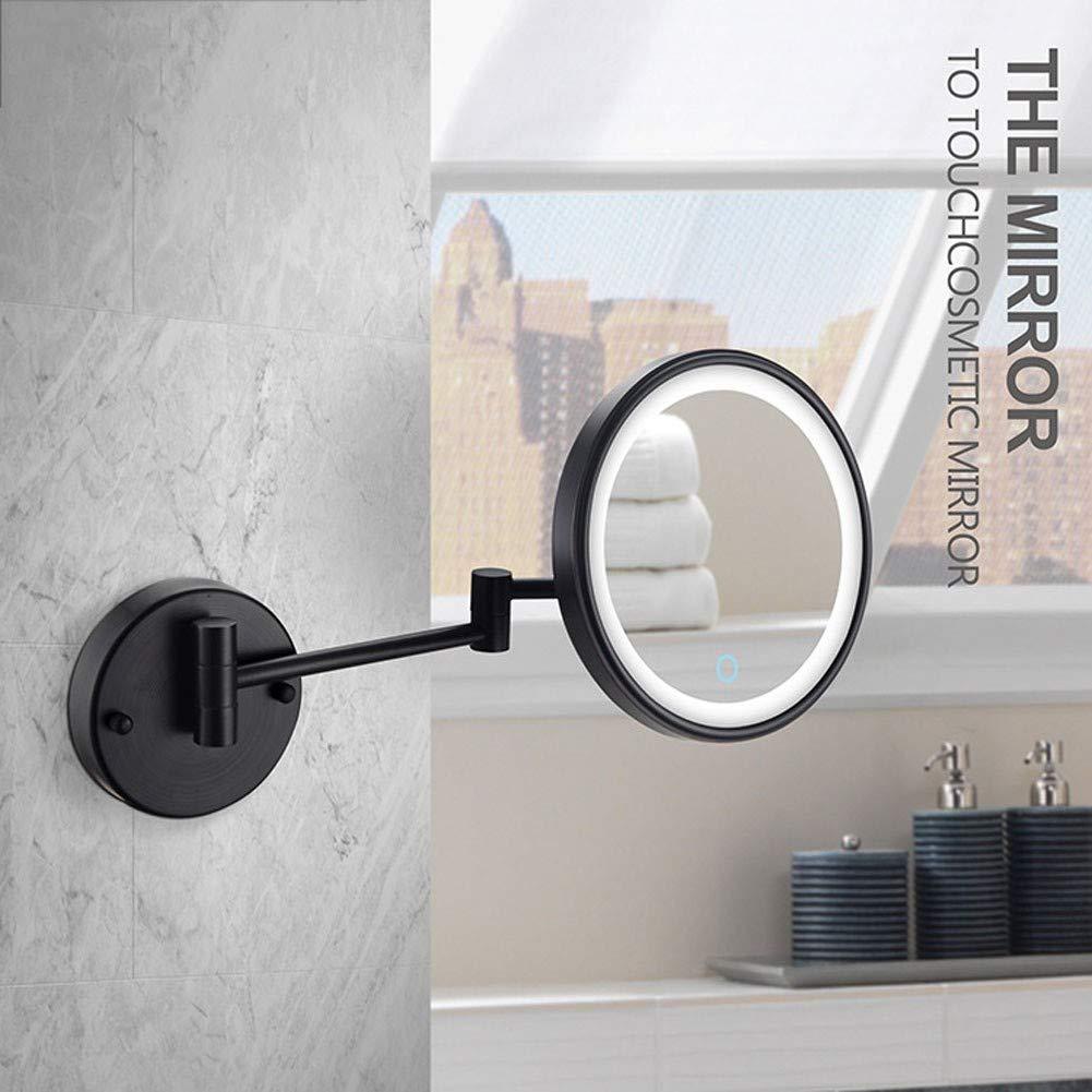 SEnyah 8 Inch Bathroom Mirrors Wall Mounted with 3X Magnification, Touch Screen Folding Vanity Lamp Retractable Swivel Shaving Mirror, Concealed Install for Home, Spa and Hotel