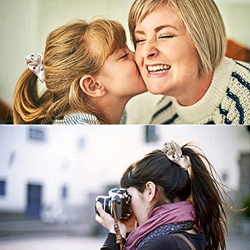 Hasoar 8pcs Satin Bridesmaid Proposal Gifts Hair Ties Hair Scrunchies Bachelorette Party Favors Satin Bridesmaid Gift for Wedding Parties (white & champagne)