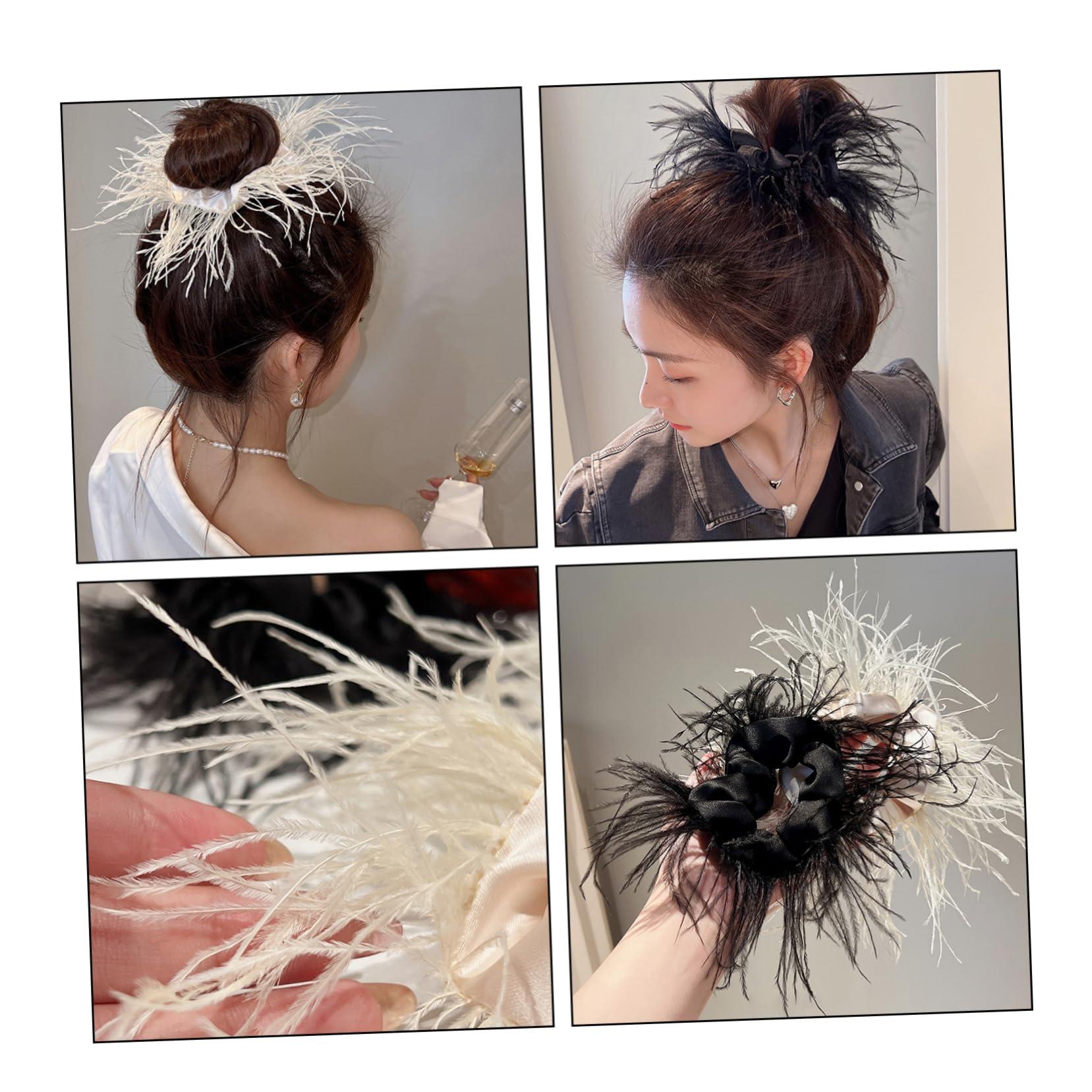 FRCOLOR FRCOLOR 6 Pcs Hair Tie Halloween Hair Band Hair Scrunchy Beach Hair Scarf Hair Bands Scrunchie Thick Hair Towel Ring White Decor Girls Hair Accessories Fabric Ostrich Hairpin Miss