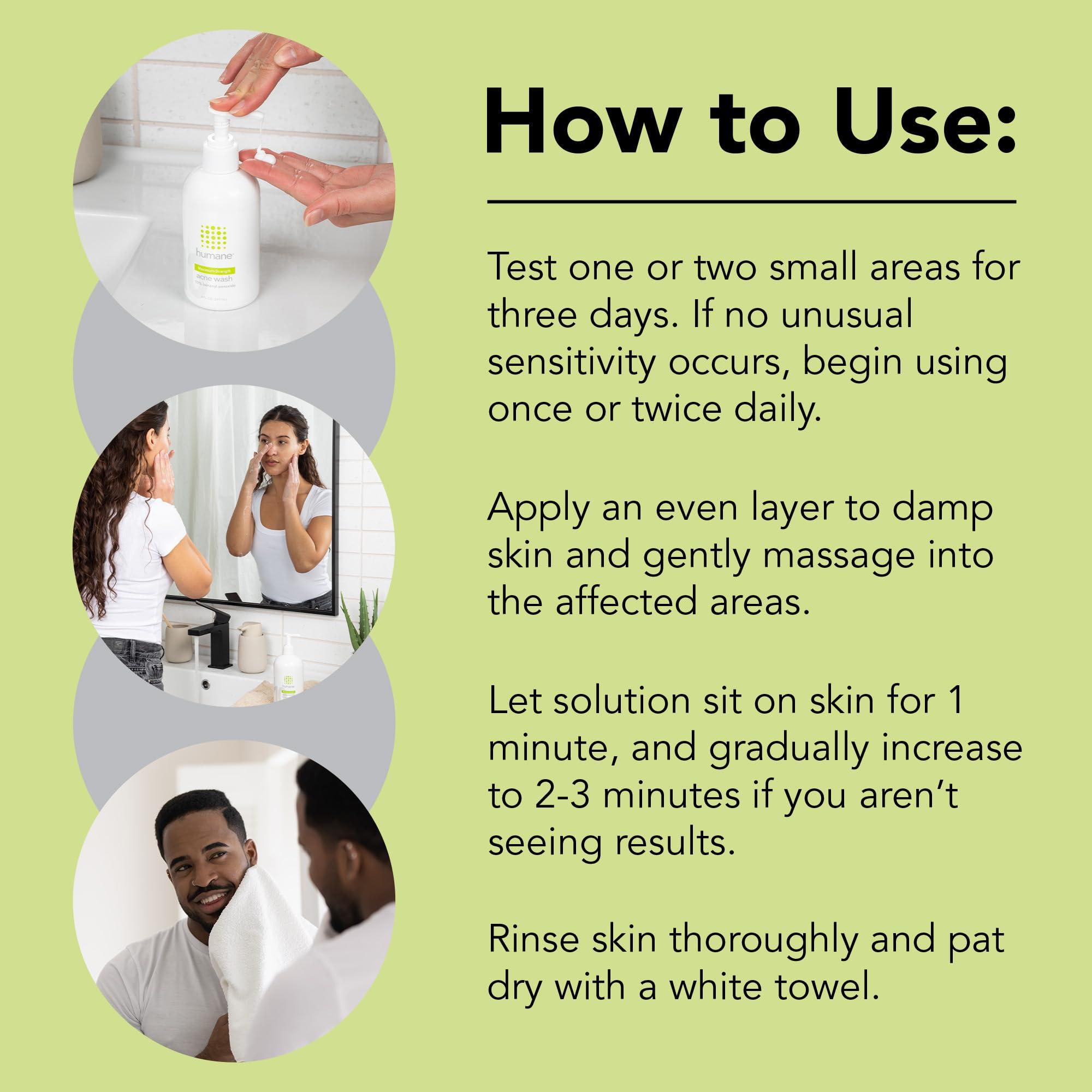humane humane Benzoyl Peroxide Acne Body Wash - 5% Regular-Strength Acne Treatment for Face, Skin, Back and Body - 8 Fl Oz - Dermatologist-Tested Non-Foaming Cleanser - Vegan, Cruelty-Free