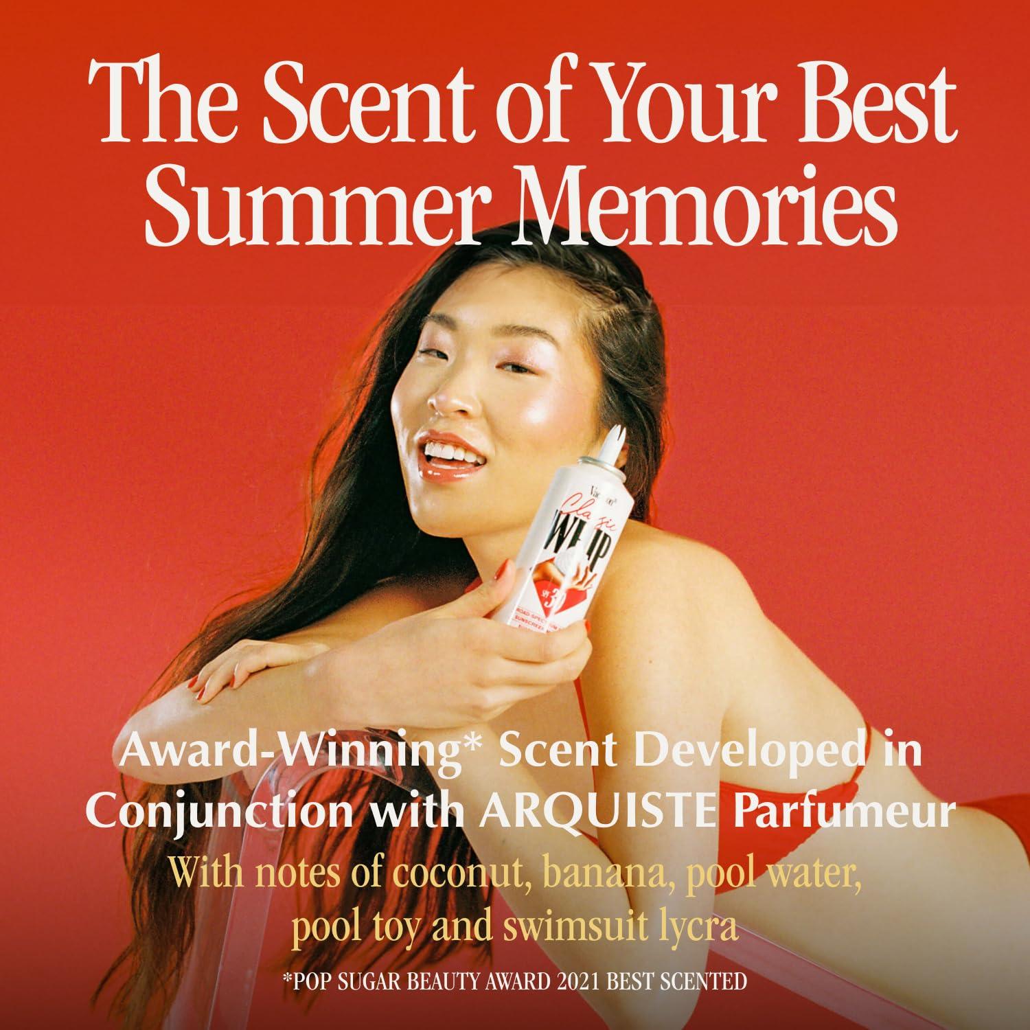 VACATION Vacation Classic Whip SPF 30 & Air Freshener Bundle, Whipped Sunscreen Mousse, Water-Resistant, Hydrating, "Lighter-Than-Air" Feel, Dermatologist-Tested, Vegan, 4 Oz.