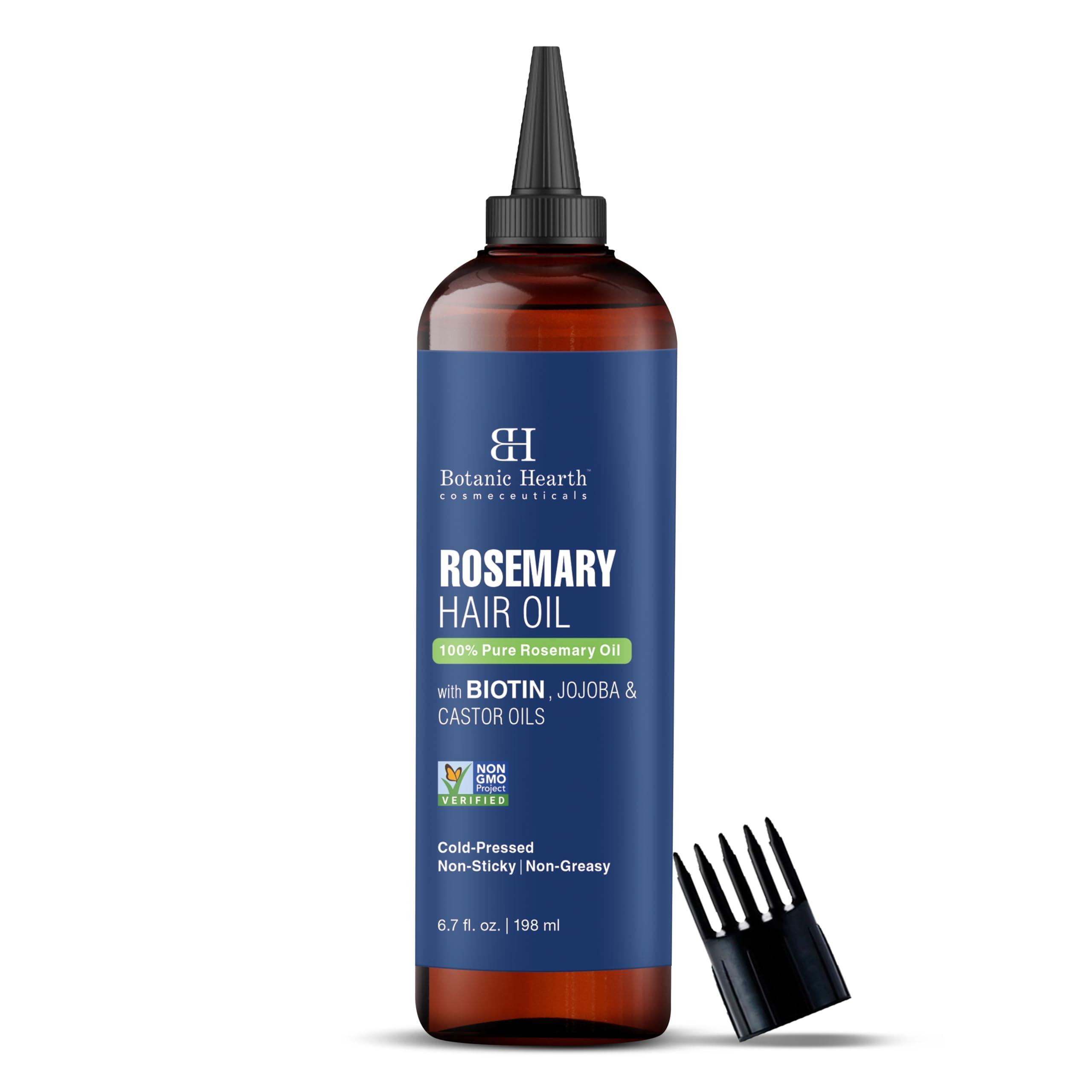 Botanic Hearth Botanic Hearth 100% Pure Rosemary Oil For Hair Growth (6.7 fl oz) Infused With Biotin, Jojoba & castor Oil | Hair strengthening Treatment | Nourishing & Volumizing | Non GMO Verified