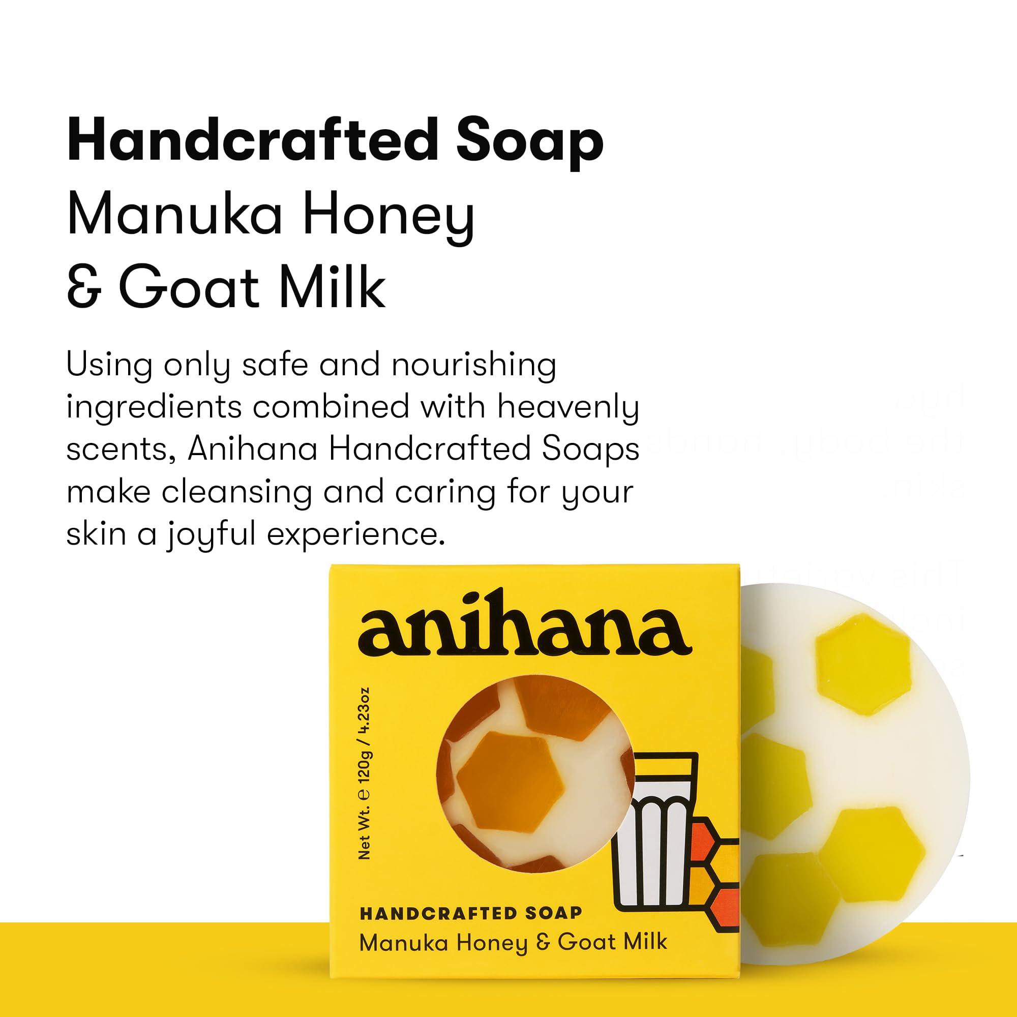 ANIHANA ANIHANA Handcrafted Natural Soap with Coconut Oil, Gentle Cleansing, Paraben Free, Refreshing Manuka Honey & Goat Milk Scent, 4.23 oz