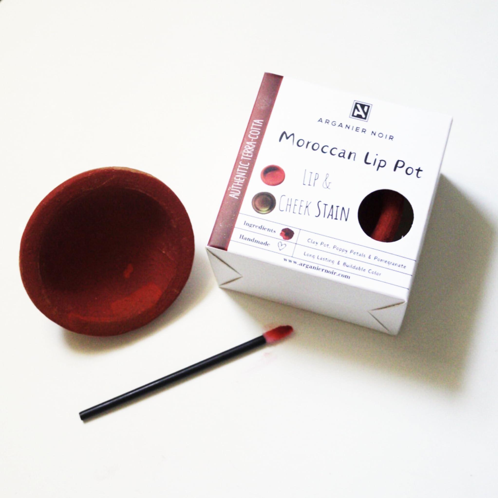 Arganier Noir Arganier Noir Moroccan Lip Clay Pot Authentic Moroccan Lipstick Lip and Cheek Tint, Red Buildable Color.