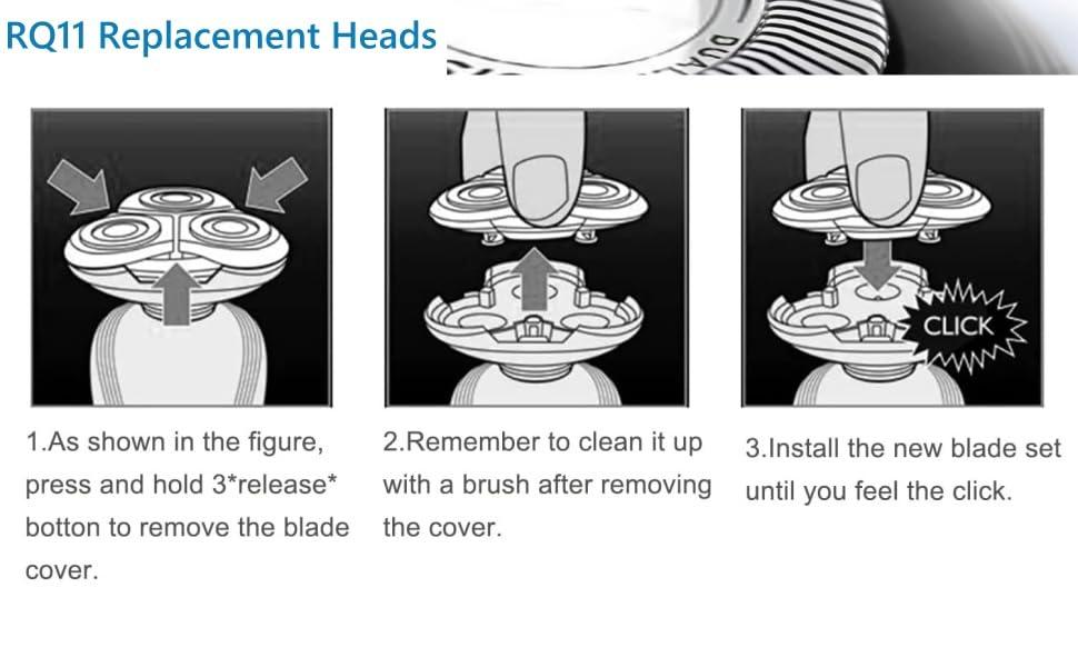 Fivoras RQ11 Replacement Heads Compatible with Philips Norelco Sensotouch Replacement Blades Rq11 for Sensotouch 2D Electric Shaver,1150x, 1160x, 1170x 1180x,Upgraded for Norelco RQ11 Head(2 Head)