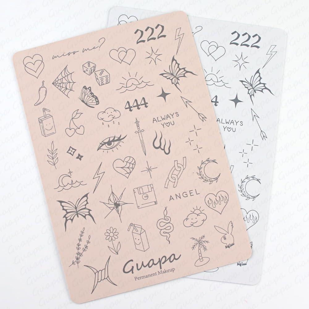 Rasmet 3PCS Rasmet Silicone Tattoo Training Pad 1.5mm Thickness Double Sided Pre-printed Gray Design Fine Line Tiny Tattoo Practice Skin for Tattoo Line Practice Tattoo Shading