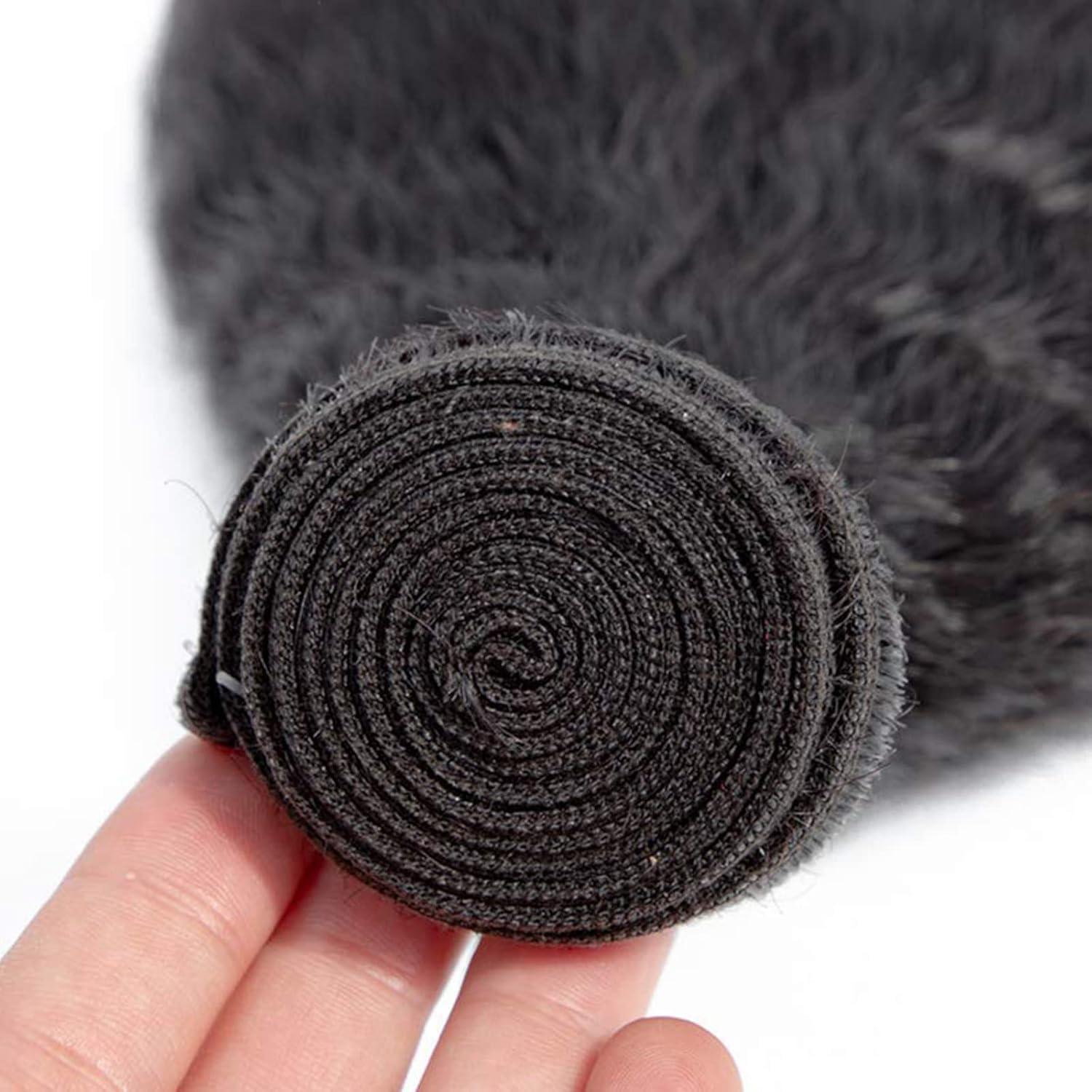 DaiMer Yaki Straight Hair Bundles Human Hair 2 Bundles Natural Black 24 26 Inch Brazilian Virgin Kinky Straight Human Hair Weave 100% Unprocessed Remy Hair Extensions